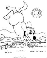 coloriage clifford se jette a l eau